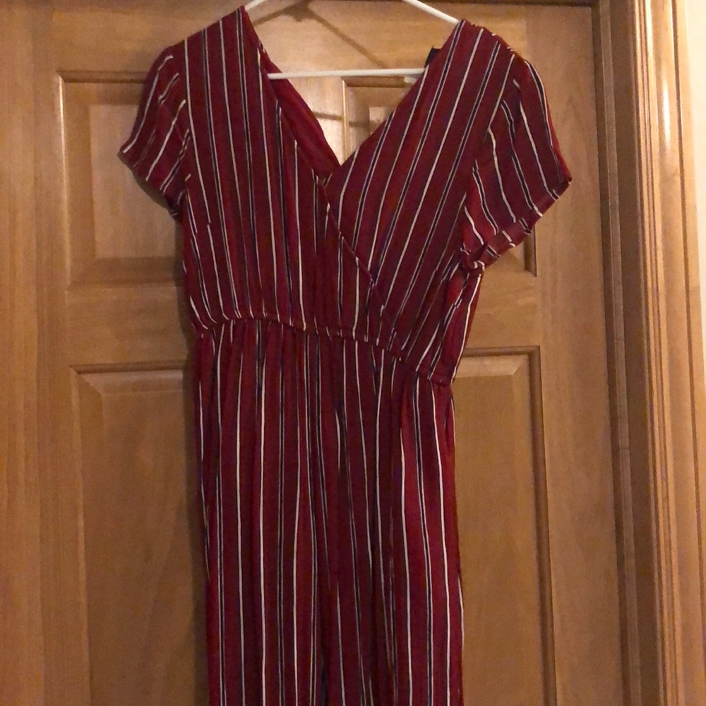 Full-Length Red Striped Jumpsuit